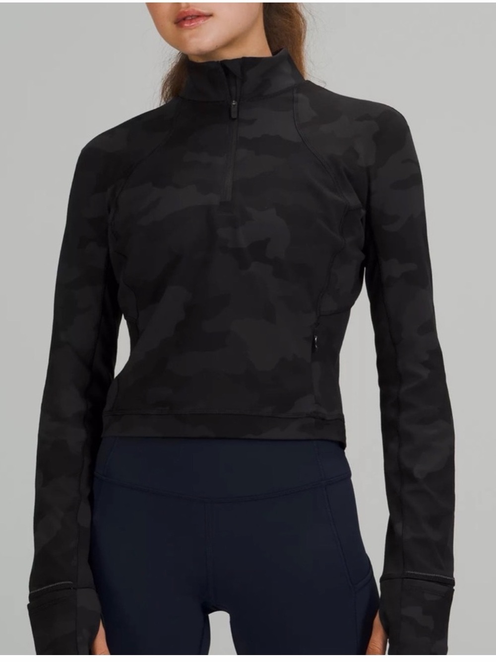 Lululemon It's Rulu Run Cropped Half-Zip in Heritage 365 Camo Deep Coal Multi